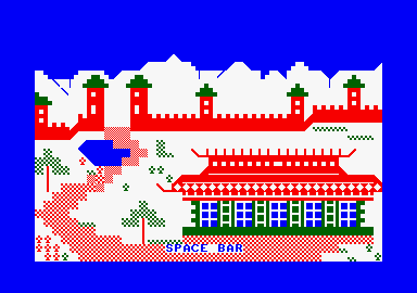 Granny's Garden (Amstrad CPC) screenshot: This looks really asiatic! (If you know what I mean.)