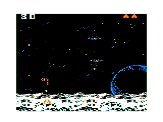 Demon Attack (TRS-80 CoCo) screenshot: Regular wave game screen