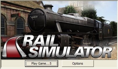 Rail Simulator (Windows) screenshot: The games starts with a menu and a 10s timer before launching the main game. During this time you can select some basic game options.