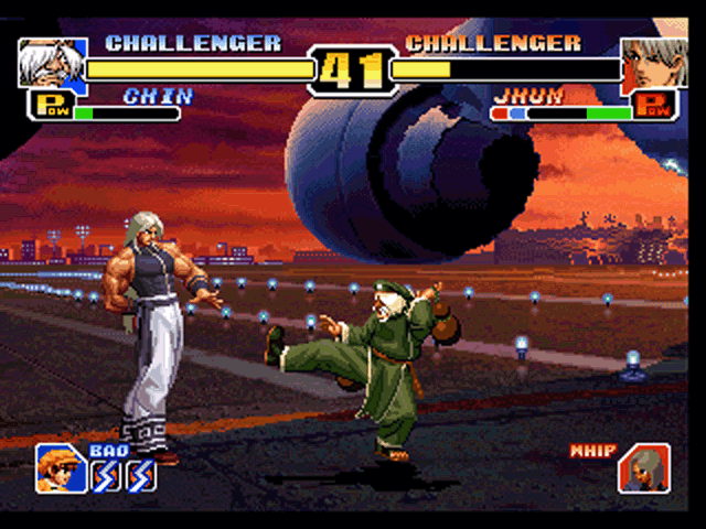 The King of Fighters '99: Millennium Battle (PlayStation) screenshot: Beware of the old man -- Chin may not be as young as Jhun, but he's just as threatening