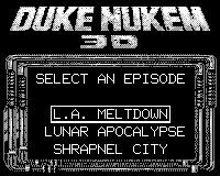 Duke Nukem 3D (Game.Com) screenshot: Episode Select