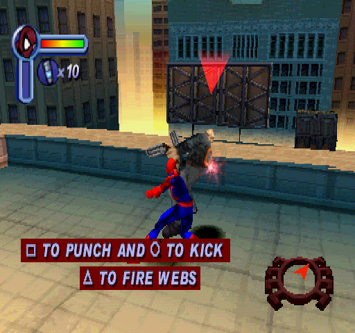 Spider-Man (PlayStation) screenshot: This guy is not friendly.