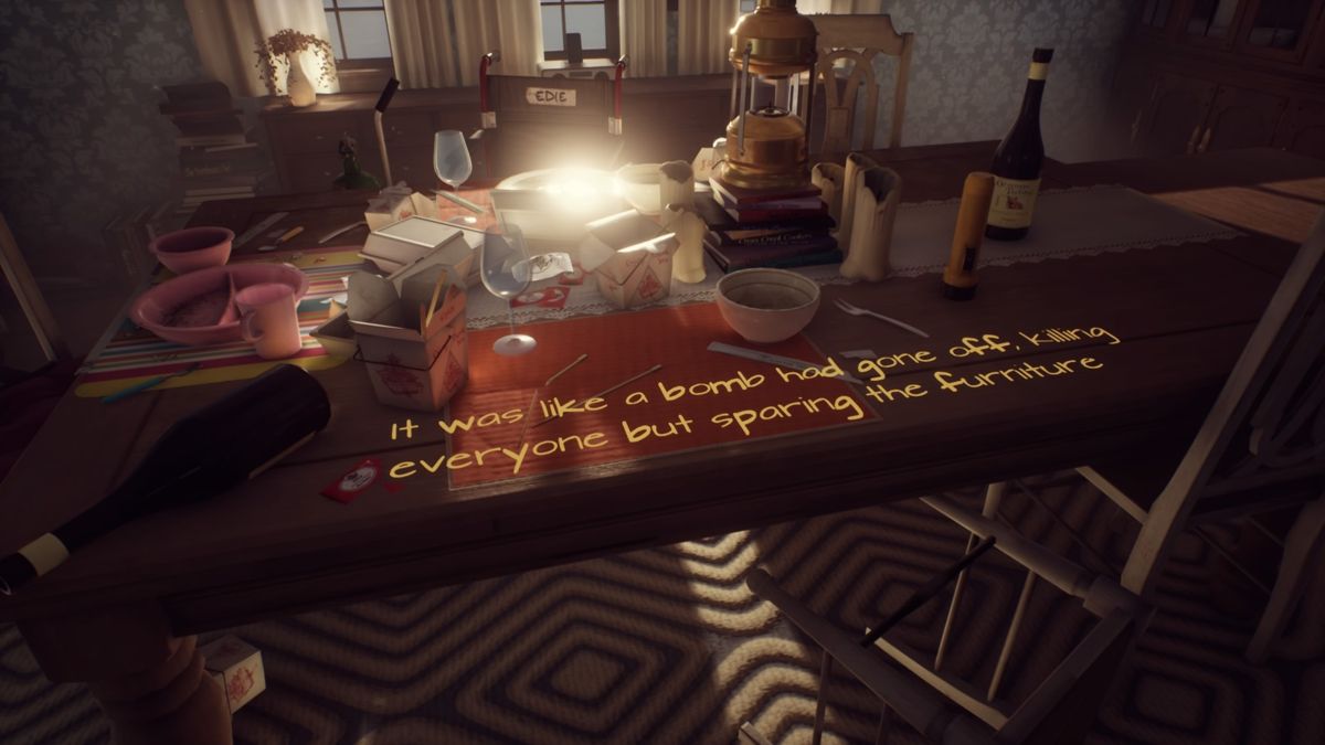 What Remains of Edith Finch (PlayStation 4) screenshot: Dialogue subtitles in the game are displayed as part of your surrounding