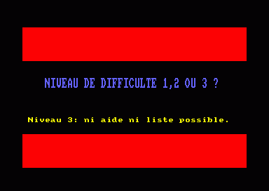 Don Juan (Amstrad CPC) screenshot: Select difficulty level
