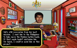 Time Riders in American History (DOS) screenshot: The Benefactor assembles the team.
