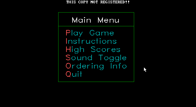 Spider Boxer (DOS) screenshot: Main menu
