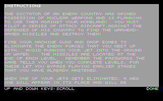 Navjet (DOS) screenshot: Instructions/story