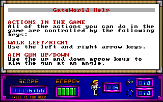 Gateworld: The Home Planet (DOS) screenshot: GateWorld Help (The Home Planet)
