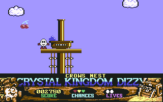 Crystal Kingdom Dizzy (Commodore 64) screenshot: Crow's nest.
