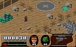 Arnie Savage: Combat Commando (DOS) screenshot: "Stationary" enemies almost always can shoot only in one direction