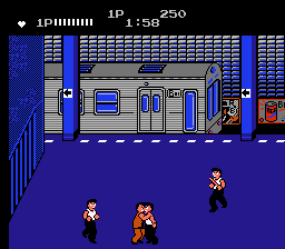 Renegade (NES) screenshot: Grabbing onto a thug