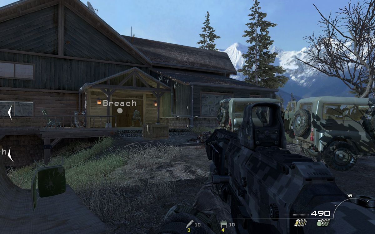 Call of Duty: Modern Warfare 2 (Windows) screenshot: Breaching doors or walls with explosive will create a slow-motion mode allowing you to pick your targets clean on your entry.