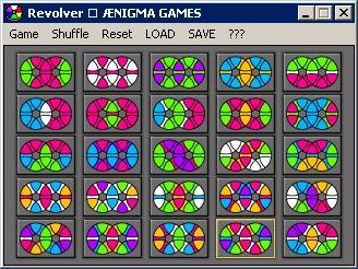 Revolver (Windows) screenshot: The game comes with twenty-five pre-set puzzles. This is the selection screen