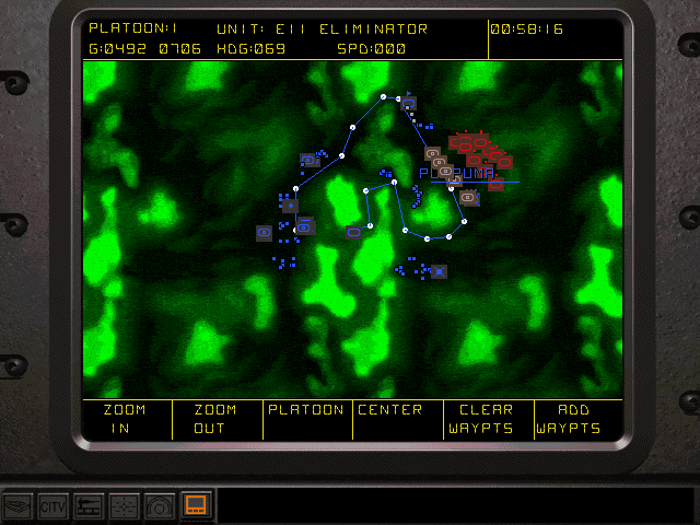 Armored Fist 2 (DOS) screenshot: Mission info screen - you don't have much control in the setup of each mission in terms of waypoints or arming