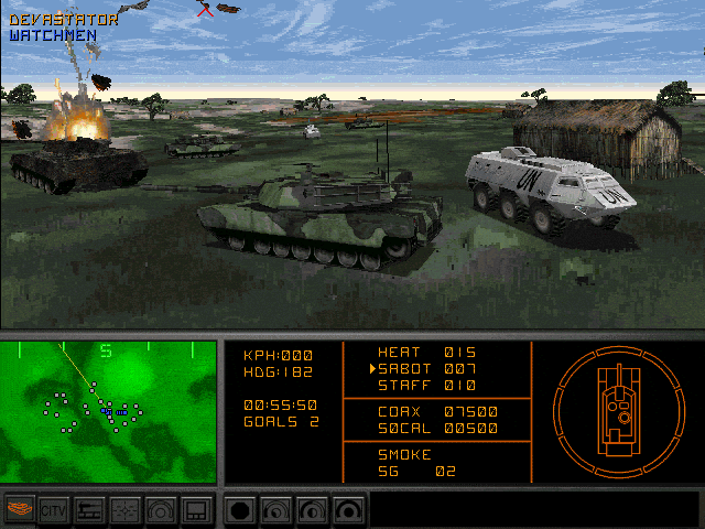 Armored Fist 2 (DOS) screenshot: Pinned down by fired