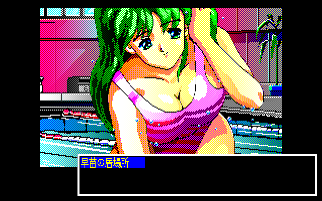 Pocky 2: Kaijin Aka Manto no Chōsen (PC-88) screenshot: Pool area