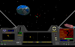 Star Quest I in the 27th Century (DOS) screenshot: Another fighter approaches the convoy.