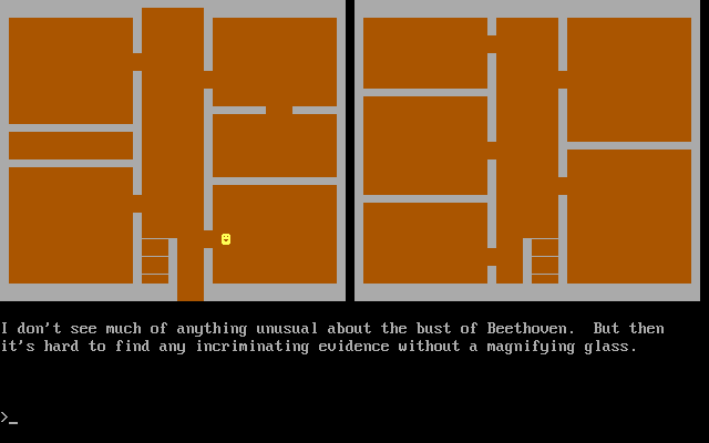 Sleuth (DOS) screenshot: Examining Beethoven's bust