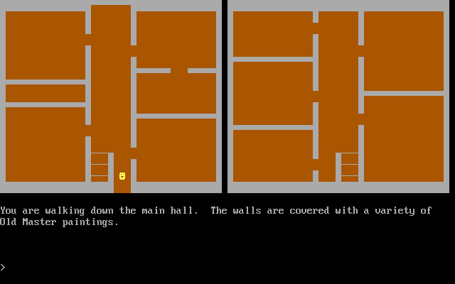 Sleuth (DOS) screenshot: Walking down the hall