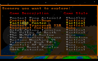 Star Quest I in the 27th Century (DOS) screenshot: The exploration mode allows to fly through available levels without the need to fight or complete other objectives.