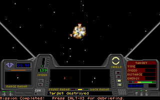 Star Quest I in the 27th Century (DOS) screenshot: Target destroyed! This was the last of the attackers.