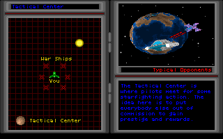 Star Quest I in the 27th Century (DOS) screenshot: The player is briefed before each mission on the nature of current objectives and enemy types.
