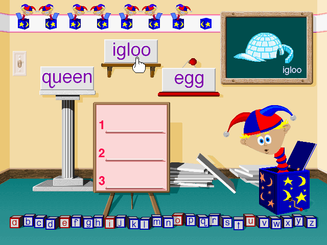 Ready, Set, Read with Bananas & Jack (Windows 3.x) screenshot: Examining the 'igloo' meaning