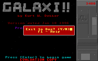 Galaxi (DOS) screenshot: Exiting the game.