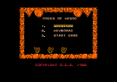 Nodes of Yesod (Amstrad CPC) screenshot: Main menu