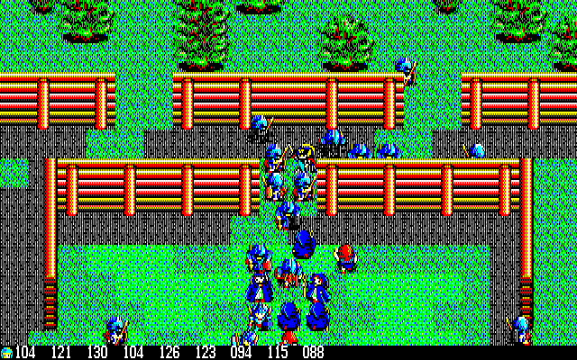 Silver Ghost (PC-88) screenshot: Intense battle in a narrow area
