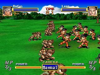 Dragon Force (SEGA Saturn) screenshot: battle in progress