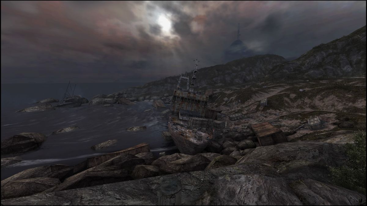 Dear Esther: Landmark Edition (PlayStation 4) screenshot: This ship has been rusting here for a while now