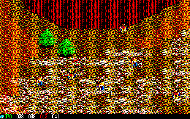 Silver Ghost (PC-88) screenshot: The fog makes it harder to move