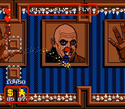 The Addams Family (Genesis) screenshot: You need the flying hat to safely cross this area