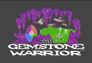 Gemstone Warrior (Commodore 64) screenshot: The opening screen gives players a taste of what's to come: swarms of monsters and hidden treasure.