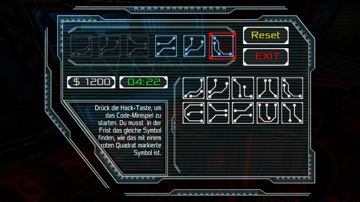 Dead Effect (Windows) screenshot: The hacking mini game, just select the correct symbol.