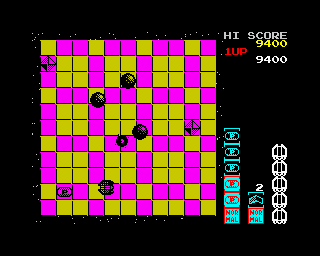 Motos (ZX Spectrum) screenshot: Round 6 and the return of multichrome