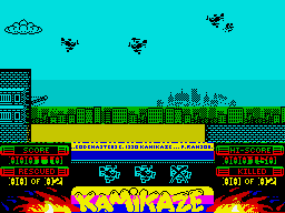 Kamikaze (ZX Spectrum) screenshot: Is this man on jet-pack?