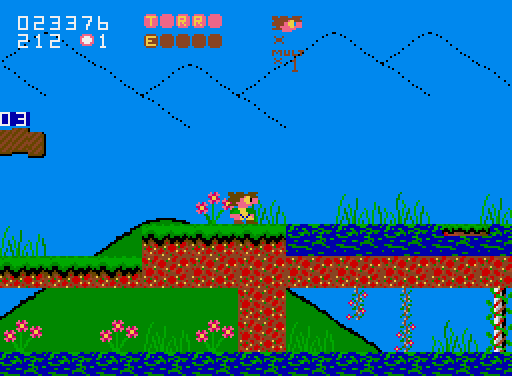 Terry's Big Adventure (Amiga) screenshot: Crossing a river