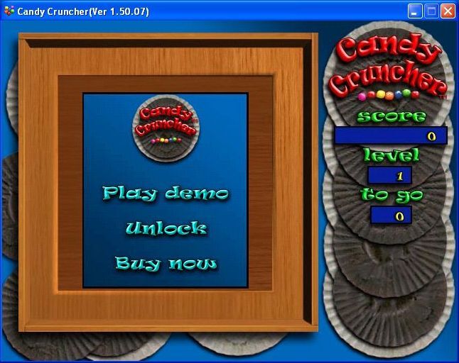 Candy Cruncher (Windows) screenshot: The game's main menu
