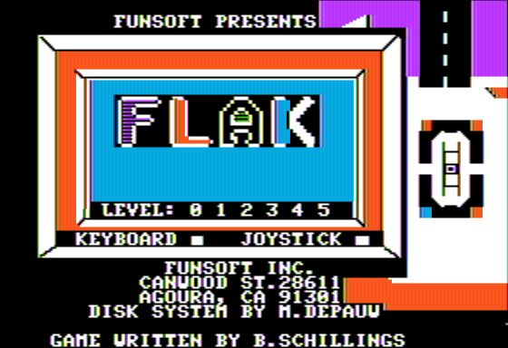 Flak: The Ultimate Flight Experience (Apple II) screenshot: Title Screen