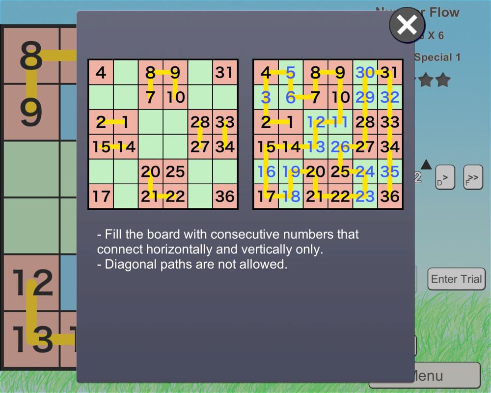 Ultimate Logic Puzzle Collection (Windows) screenshot: Each puzzle type comes with a set of rules and an example