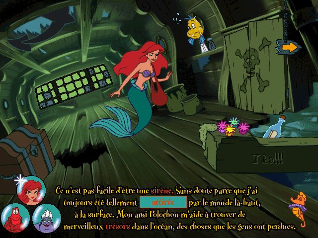 Disney presents Ariel's Story Studio (Windows) screenshot: Clicking on the highlighted word shows a synonym