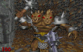 Hexen: Beyond Heretic (DOS) screenshot: Mace vs mace. Fair duel.