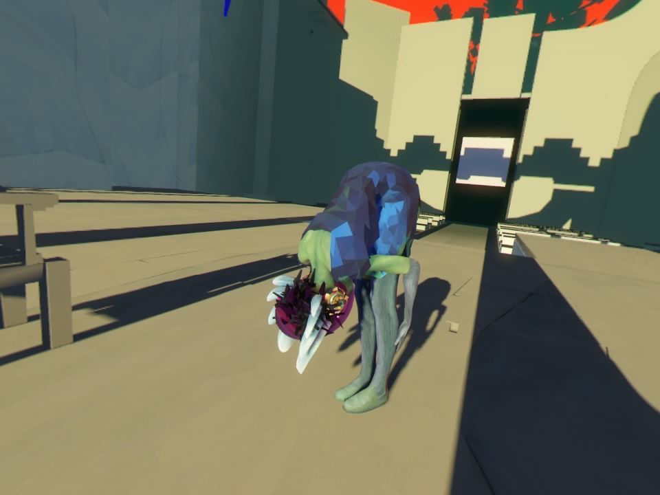 Bound (PlayStation 4) screenshot: You character will stretch if you leave it idle (VR mode)