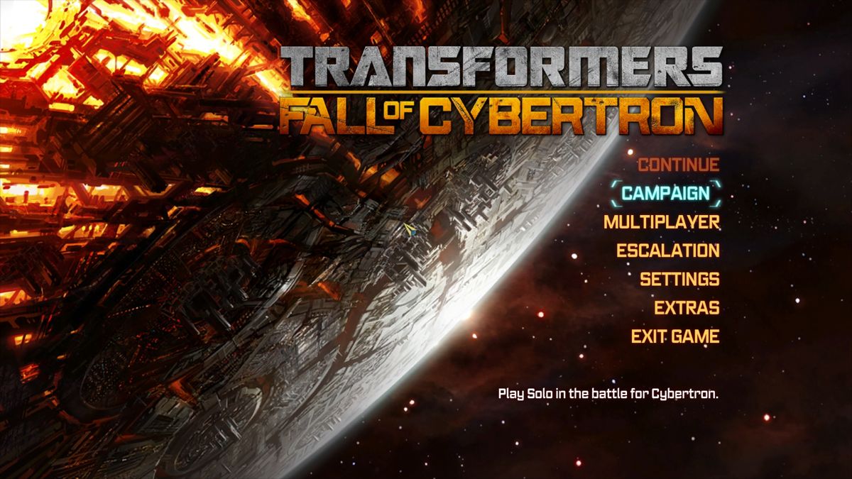 Transformers: Fall of Cybertron (Windows) screenshot: Main menu