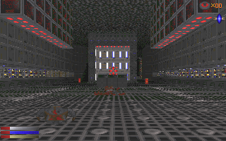 Radix: Beyond the Void (DOS) screenshot: The layout of this room is a reference to the first level in the shareware episode of Doom.