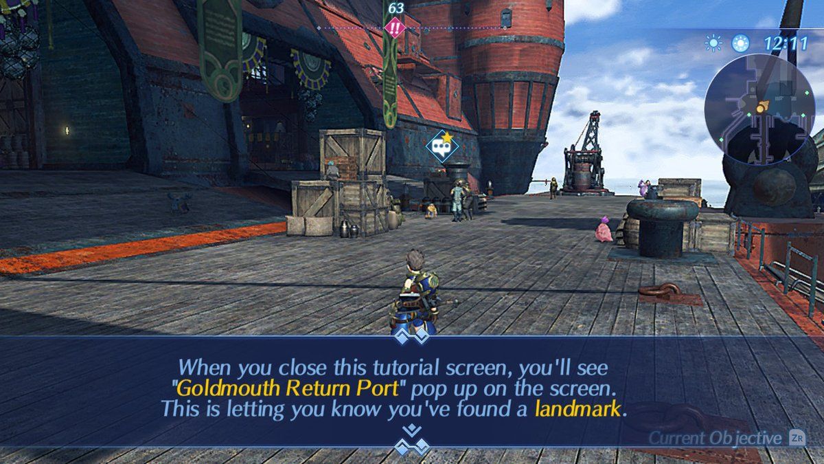 Xenoblade Chronicles 2 (Nintendo Switch) screenshot: An early game tutorial.