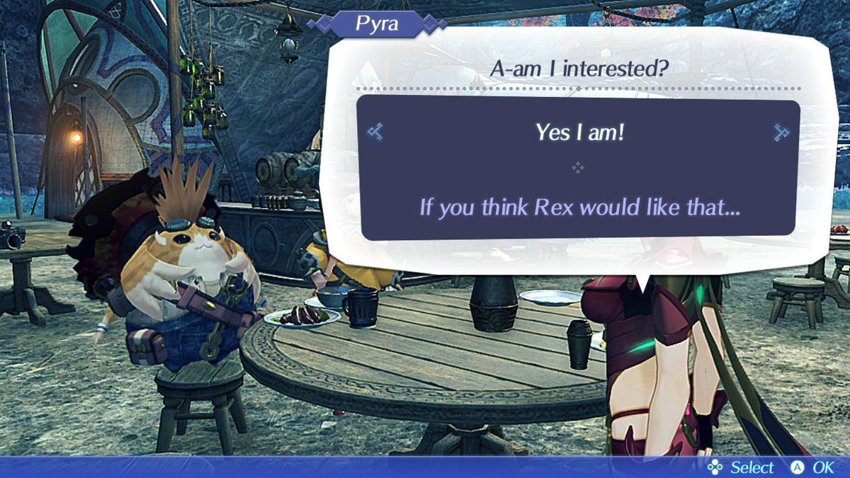 Xenoblade Chronicles 2 (Nintendo Switch) screenshot: A returning feature from past games, Heart-to-Hearts are optional conversations that strengthen bonds between party members and often provide new insights into their characters.