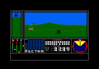 Combat Lynx (Amstrad CPC) screenshot: At your base ready for take-off.